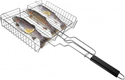 Zárható acél grillsütő kosár 61 × 32 cm