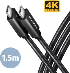 AXAGON BUCM32 USB‑C kábel 3.2 Gen 2x2 20 Gb/s, 4K/60 Hz, PD 100 W, 1,5 m, fonott