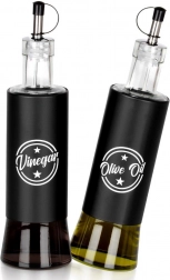 Üveg olaj- és ecetadagolók 300 ml, fekete, 2 darabos készlet