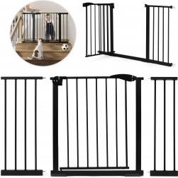 Biztonsági korlát 74-132 cm lépcsőkhöz és ajtókhoz, acél további panelekkel fekete ECOTOYS