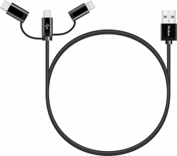 Univerzális 3 az 1-ben töltőkábel USB-C, Micro USB és Lightning csatlakozókkal