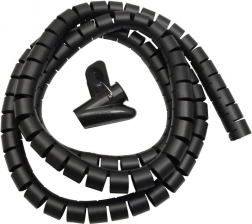 Kábelrendező – spirális kábelburkolat 25 mm × 2 m MACLEAN MCTV-676 B, fekete