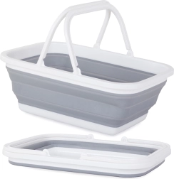 Összecsukható szilikon bevásárlókosár fogantyúkkal, 9 l