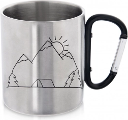 Túrázó acél bögre karabineres füllel 350 ml