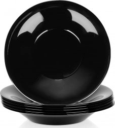 Mély üvegtányérok fekete 21,5 cm, 400 ml – 6 darabos készlet