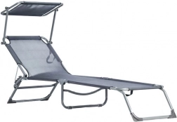 Állítható kerti napozóágy napellenzővel, szürke MultiGarden
