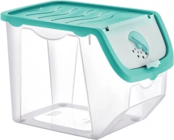 Műanyag gyümölcs- és zöldségtároló doboz fedéllel, 12 l, türkiz