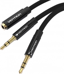 Vention BBLBAB 3,5 mm-es audio kábel aljzat 2x 3,5 mm-es jack dugóhoz, 0,6 m (fekete)