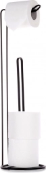 Fém WC-papírtartó állvány, fekete, 54 cm