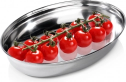 Rozsdamentes acél ovális mély szervírozó tálca 25,5 × 18 cm