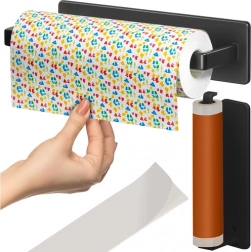 RUHHY papírtörlő tartó, 25 cm, fekete fém akasztó fúrás nélkül