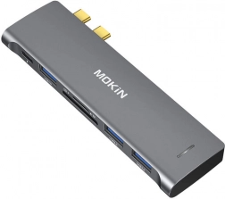 USB-C HUB 6 az 2-höz MacBookhoz MOKIN (ezüst)