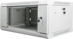 Fali 19" szerelési szekrény, 4U, 600×450 mm, üvegajtóval – Szürke