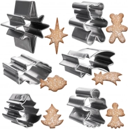 Mini karácsonyi rozsdamentes acél kiszúrók készlete, 6 db (2 cm)