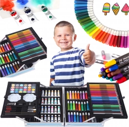 Gyermek képzőművészeti készlet bőröndben, 145 darab