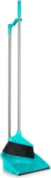 Seprű és lapát hosszú nyéllel, 95 cm – türkiz
