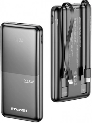 AWEI P76K 10000 mAh powerbank 22,5 W gyorstöltéssel és 4 kimenettel