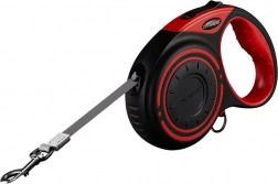 Dogness automata póráz 5 m LED lámpával és zacskótartóval – piros