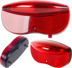 LED hátsó lámpa kerékpár csomagtartójára, 2× AA, prizmával