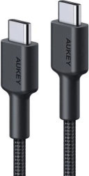 aukey usb‑c – usb‑c kábel 0,9 m, nejlonfonattal, 60 w pd, 3 a, fekete