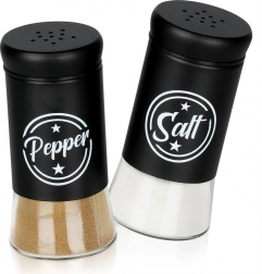 Üveg só- és borsszóró, fekete kivitel, 2 db