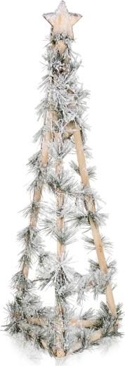 Világító karácsonyi fa kúp fából, 68 cm