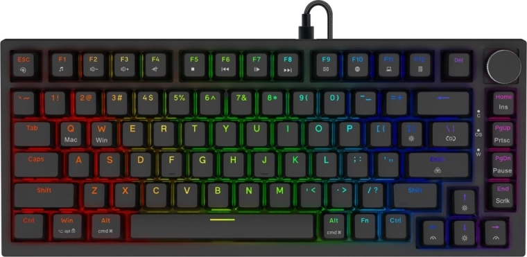 Astral mágneses gamer billentyűzet OUTEMU White Jade kapcsolókkal és RGB háttérvilágítással, fekete