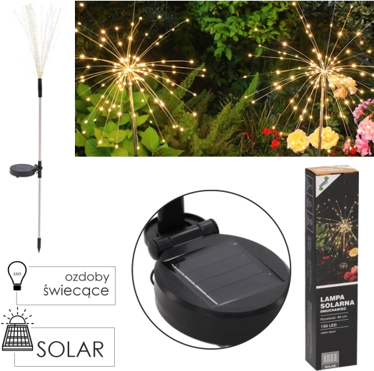 Napelemes pitypang stílusú kerti lámpa 90 cm, 150 meleg fehér LED