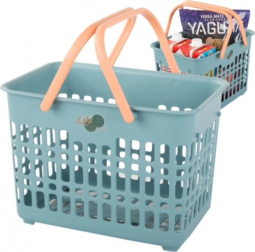 Műanyag bevásárlókosár lehajtható fogantyúkkal