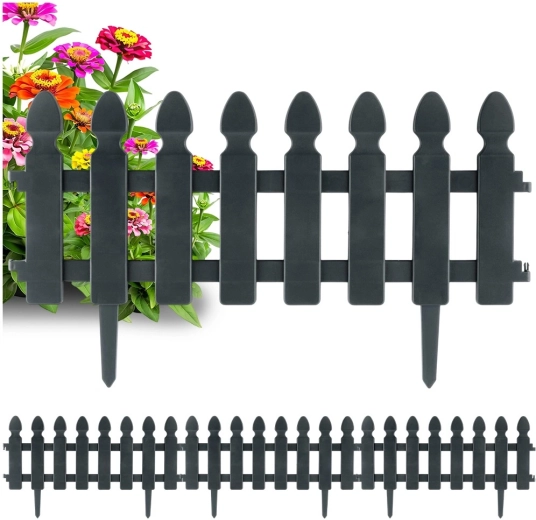 Szürke kerti szegélykerítés 49 × 21 cm, 4 darabos készlet