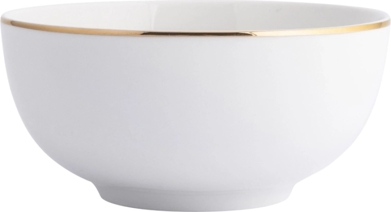 Bella arany vonal porcelántál 14 cm 630 ml krémszínű