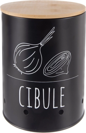 Hagymatároló doboz black CZ bambusz fedéllel, 13 cm