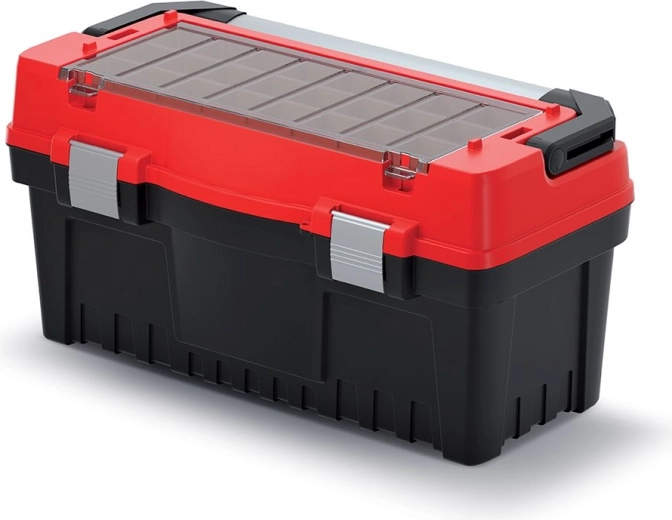 KISTENBERG EVO szerszámos láda fém fogantyúval és zárakkal, 594 × 288 × 308 mm, piros