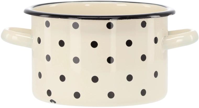 Zománcozott fazék 2 l, 16 cm, fehér pöttyökkel