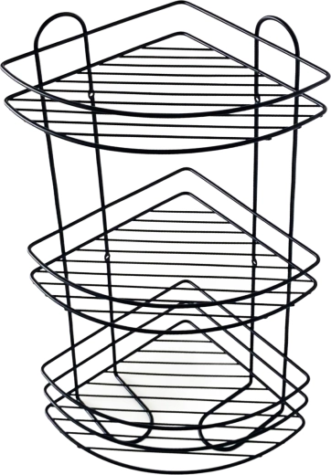 Toro sarokba való, háromszintes fürdőszobai polc 58 × 31 cm, fekete