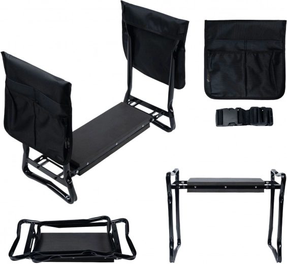 Összecsukható kerti térdeplő tárolórekeszekkel