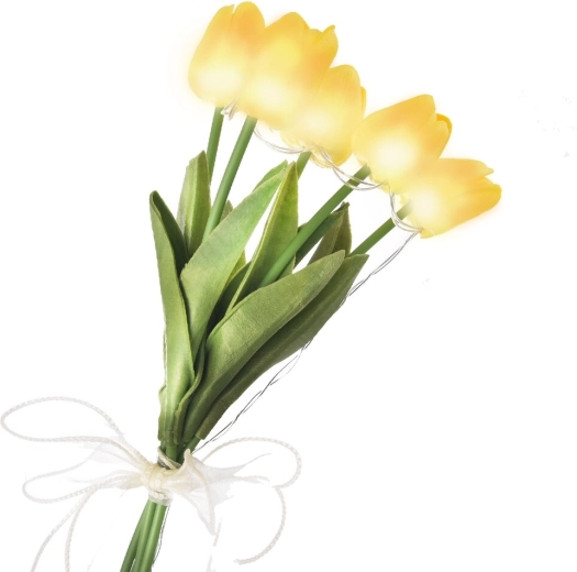 Dekoratív LED tulipáncsokor – sárga