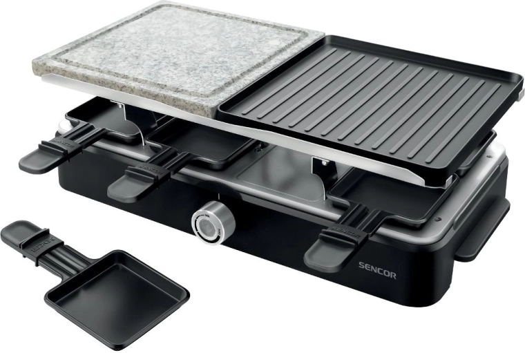 Sencor raclette grill kő- és bordázott sütőfelülettel