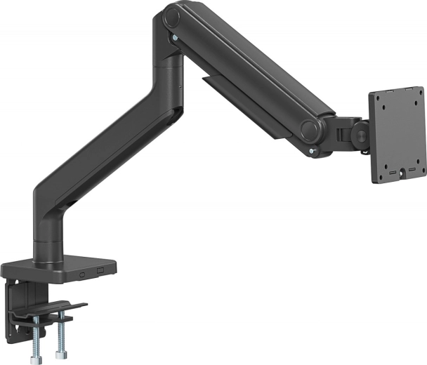 Egykaros asztali monitortartó bilincsel és mechanikus rugóval, 49" / 20 kg, VESA 75x75 és 100x100, fekete