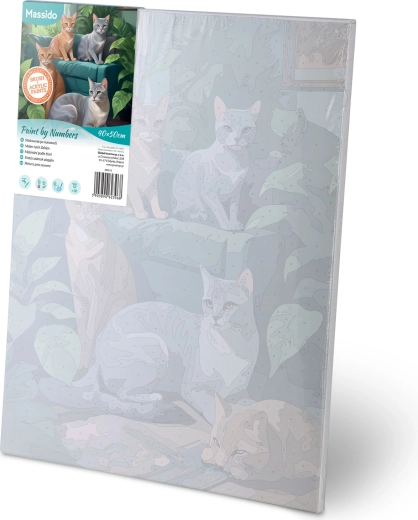 Előkészített, keretre feszített vászon és számozott zónák