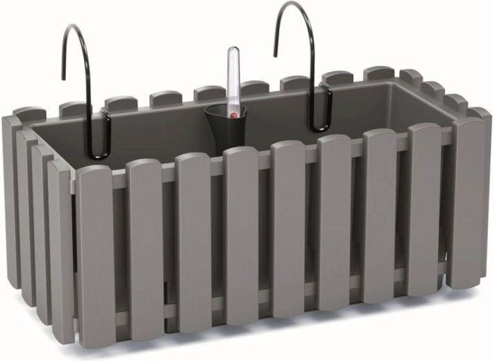 Függesztett önöntöző korlátra szerelhető balkonláda 38 cm, szürke kő