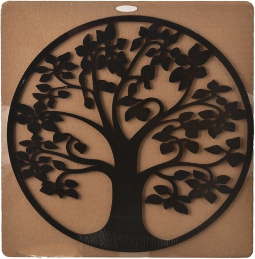 Élet fája – fekete fa faldekoráció 28 × 28 cm