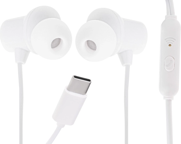 L-Brno gombfüles fejhallgató mikrofonnal USB-C fehér
