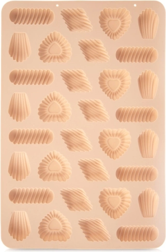 Szilikon sütőforma kekszekhez és pralinékhoz, 31 × 21 × 1,5 cm, bézs