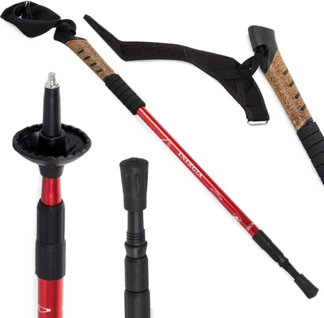 Parafa nordic walking túrabot ütéscsillapító rendszerrel, piros