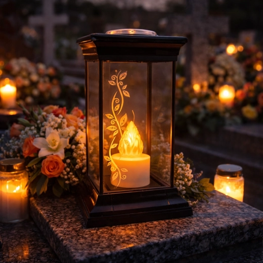 Napelemes lámpás LED gyertyával 14 × 14 × 28 cm – 1 db