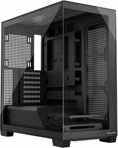PC ház Volcano Stellar Midi NF, fekete, ventilátorok nélkül