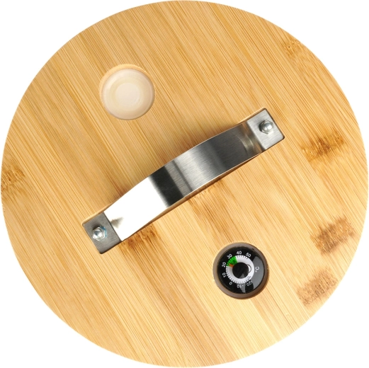 Hőmérő és szelep a fedélben a biztonságos szervírozáshoz