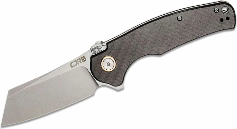 CJRB Crag összecsukható kés, stonewash penge 8,4 cm, szénszál, fekete