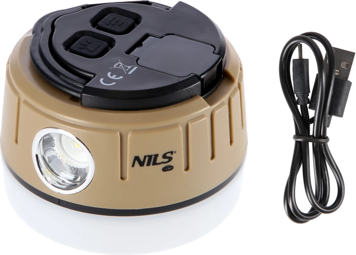 NILS Camp kemping LED lámpás 500 lm oldalsó zseblámpával és powerbankkal